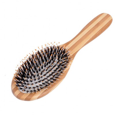 Amazon hot sales Eco-friendly bamboo portable boar bristle hair brush wooden hair brush