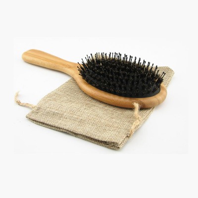 Bamboo handle cushion custom natural boar bristle hair brush