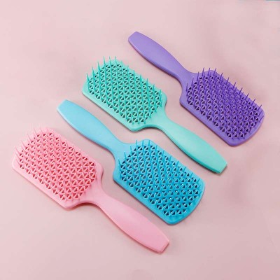 Fashion Candy Color Hollow Gridding Massage Smooth Hair Comb High Elastic Hair Brush For Wet Dry Hair