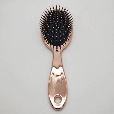 Custom Logo Personnalisable Rose Gold Golden Electroplating Beauty Labs Soft Nylon Hairbrush Oval Cushion Hair Brush