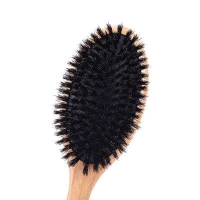 Natural Color Bamboo hairbrush wave boar bristle hair brush Eco-friendy material Paddle brush with Massage function