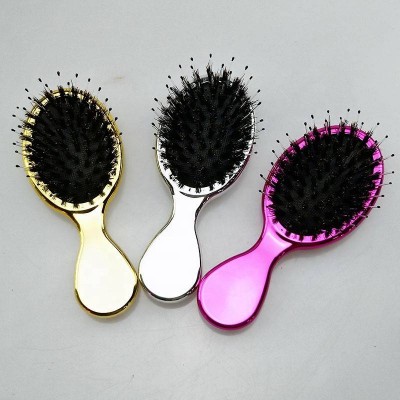 Mini magic detangle professional portable personalized electroplating boar bristles hair brush