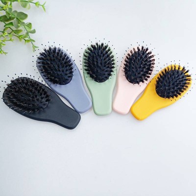 Cute kids small wet hair brush rubber finishing hair brush with soft nylon pins