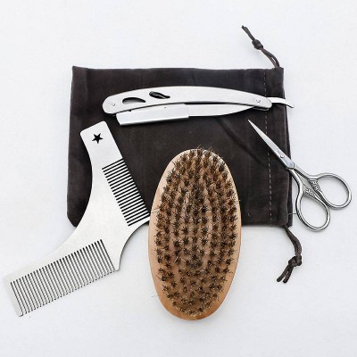 Beard Brush And Comb Set Stainless Steel Oil Head Beard Comb Beard Comb Set