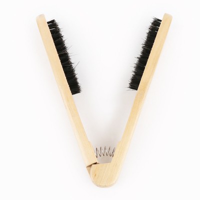 2020 fashion V shape double clamp Straightener brush with wooden handle