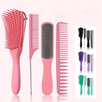 4pcs Paddle Detangling Brush Comb Set for Men Women On Wet Dry Hair Hairbrush for Long Thick Thin Curly Natural Hair