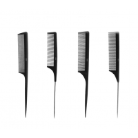 Wholesale Rat Tail Comb Steel Pin Rat Carbon Fiber Heat Resistant Teasing Combs with Stainless Steel Pintail