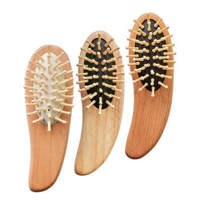 kids small pocket mini hairbrush hair brush private label paddle wooden hair brush