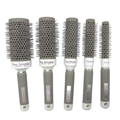 Salon gray Boar Bristle Hairdressing Round Ceramic Hair Brush