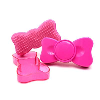 LOW MOQ butterfly knot shape customized detangling hair brush with lid,fast delivery