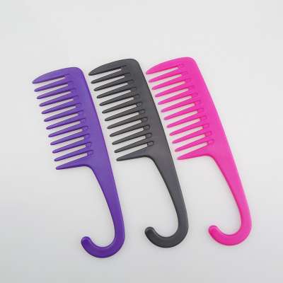 Hot sale Plastic wide tooth hair comb bath Shower Hair Comb with hook to hanging comb hair brush